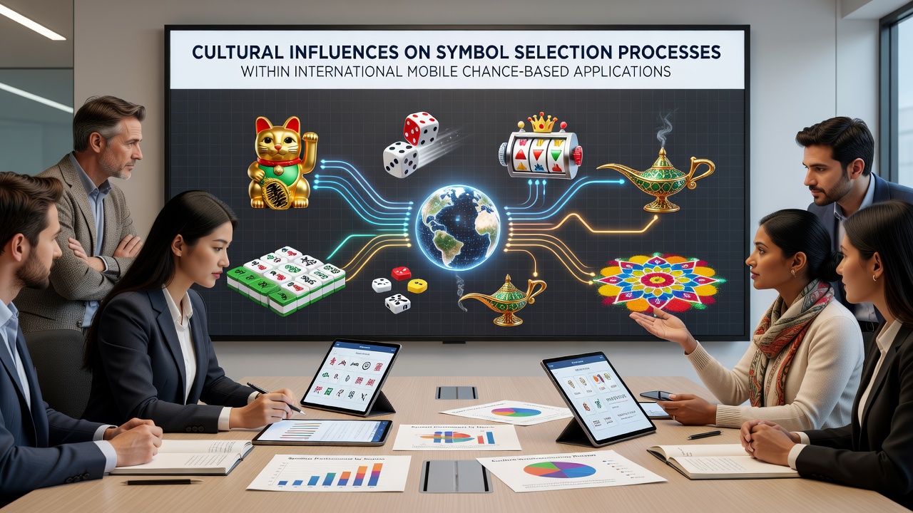 Mobile interface showing culturally adapted symbols including regional motifs and color palettes