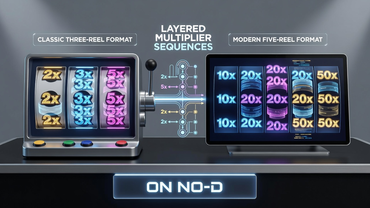 Mobile screen capture of five-reel slot with active layered multipliers and cascading symbols