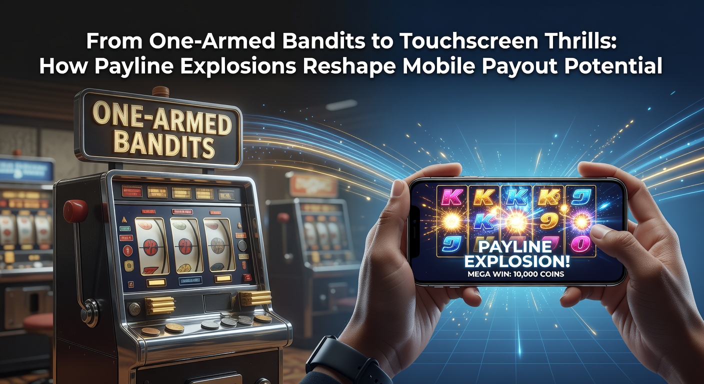 Vintage one-armed bandit slot machine in a dimly lit casino, lever pulled back, coins spilling out