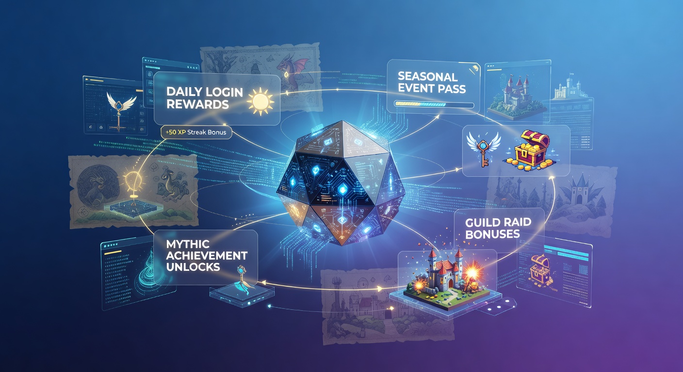 Illustration of layered bonus progression in a mobile slot game with mythological symbols